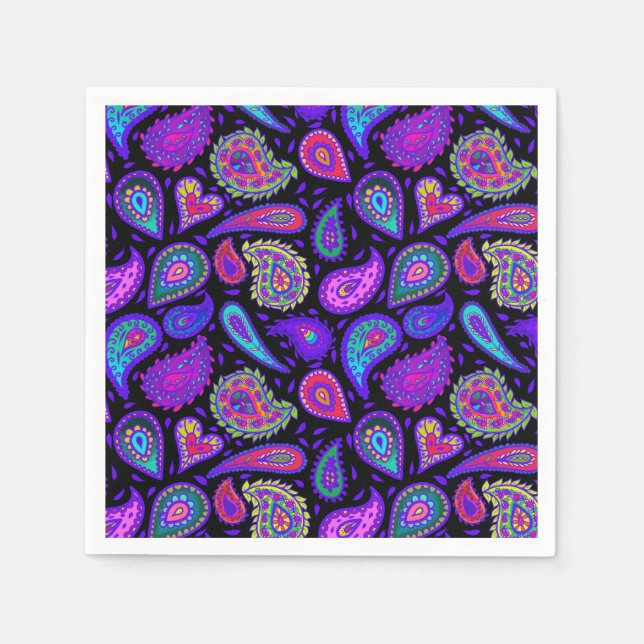 Perfectly Pretty Purple Paisley  Napkin (Front)