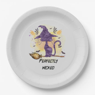 Perfectly Wicked - Black Witch Cat Paper Plate