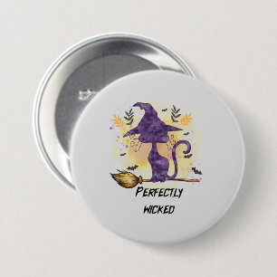Perfectly Wicked – Purple Witch Cat Silhouette 7.5 Cm Round Badge