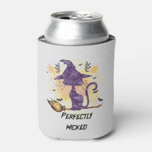 Perfectly Wicked – Purple Witch Cat Silhouette Can Cooler