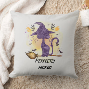 Perfectly Wicked – Purple Witch Cat Silhouette Cushion