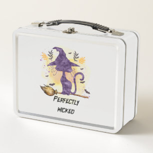 Perfectly Wicked – Purple Witch Cat Silhouette Metal Lunch Box