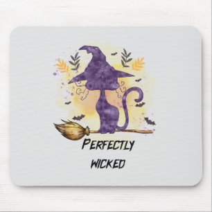 Perfectly Wicked – Purple Witch Cat Silhouette Mouse Mat