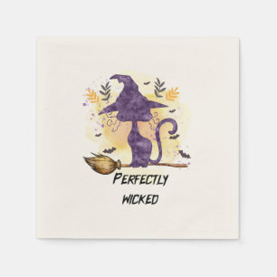 Perfectly Wicked – Purple Witch Cat Silhouette Napkin
