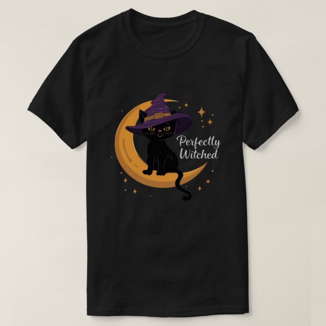Perfectly Witched Black Cat Shirt (Design Front)