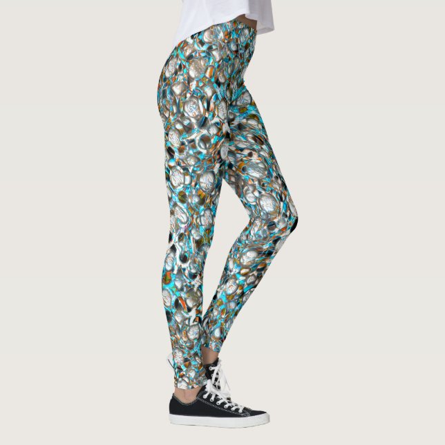 Perforated bluish piece over whitish texture  leggings (Right)
