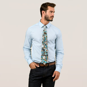 Perforated bluish piece over whitish texture  tie