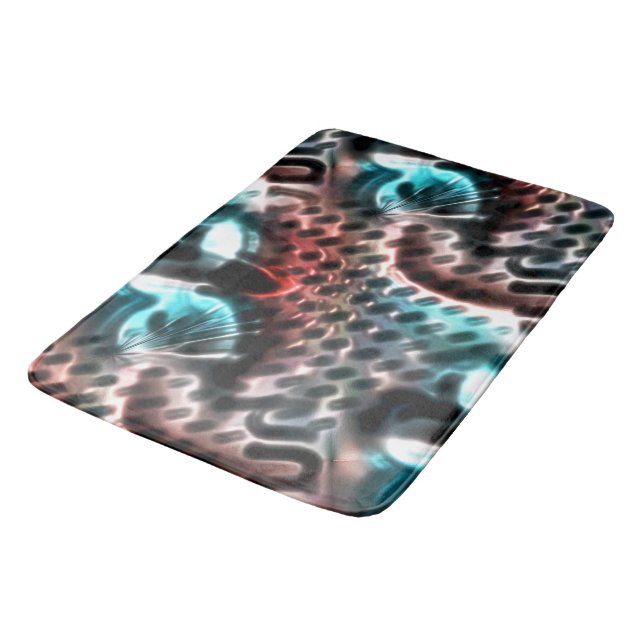 Perforated board design with 'ink' drops on wine t bath mat (Angled)