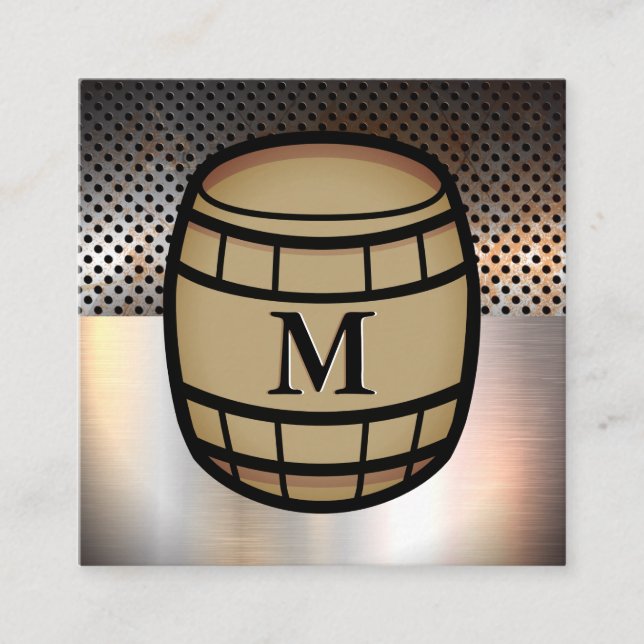 Perforated Metal | Metal Sheet | Barrel Square Business Card (Front)