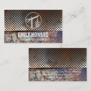 Perforated Rusted Metal   Construction Crane Business Card