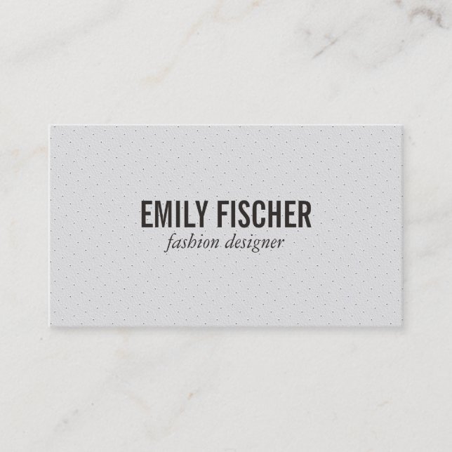 Perforated White Leather Print Business Card (Front)