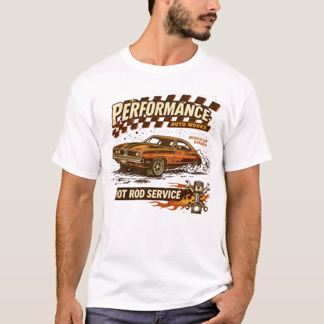 Performance Auto Works Muscle Car Art T-Shirt (Front)