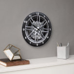 Performance Car Tire Personalised Large Clock<br><div class="desc">A photo of a sports car performance tire forms the background of this clock which is ready to be personalised with your own custom text in white script lettering.</div>