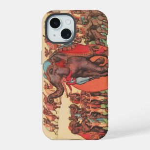 Performing Elephants With Women And Trainer. iPhone 15 Case