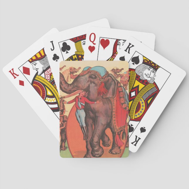 Performing Elephants With Women And Trainer. Playing Cards (Back)