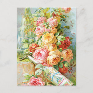 Perfume Ad With Roses Postcard