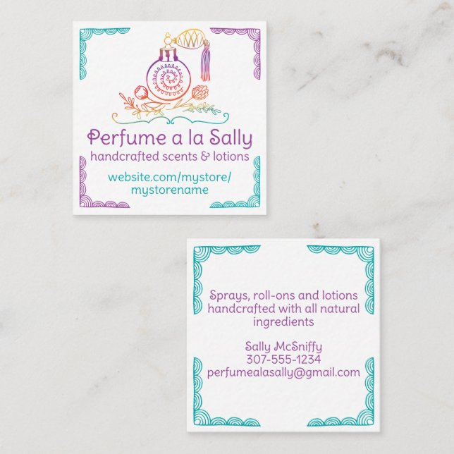 Perfume bottle atomizer scent lotion business card (Front/Back)