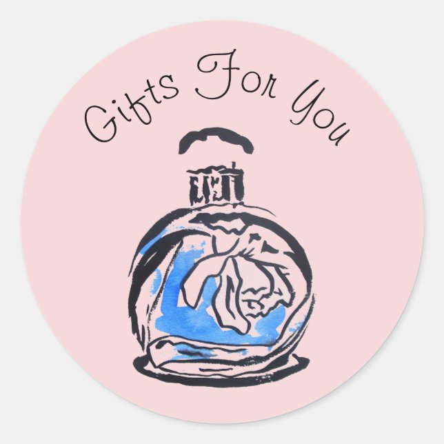 Perfume bottle design Gift business branding Classic Round Sticker (Front)