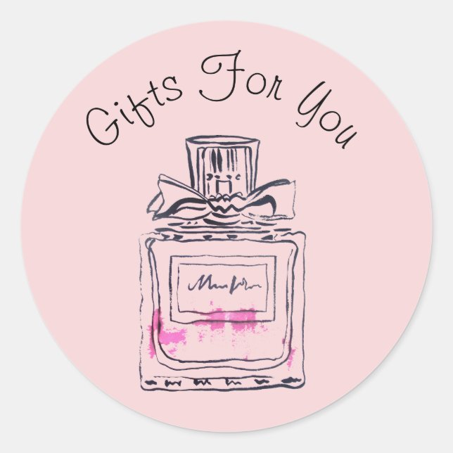 Perfume bottle design Gift business branding Classic Round Sticker (Front)