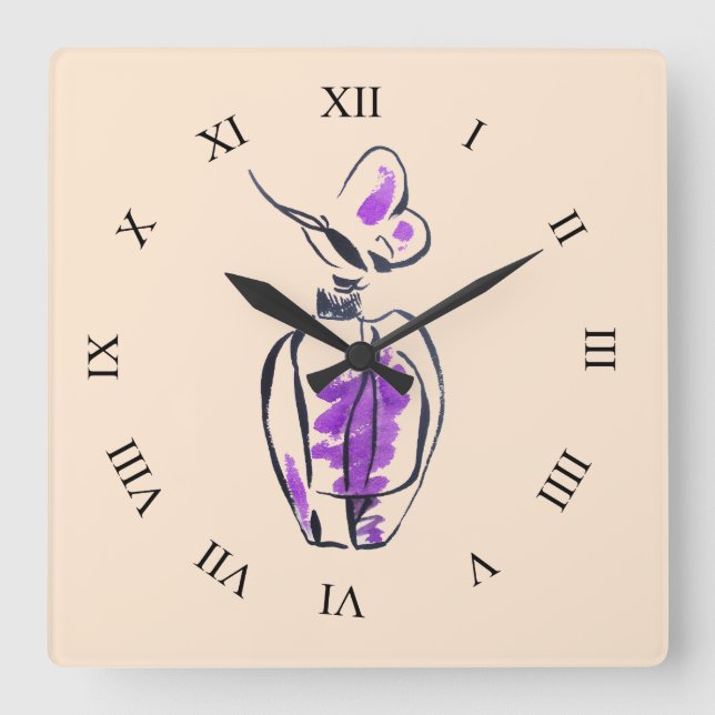 Perfume bottle fashion illustration pop art square wall clock (Front)