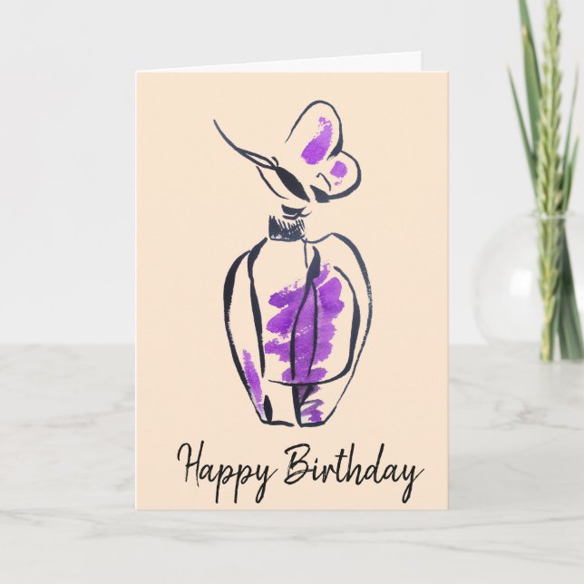 Perfume bottle fashion watercolour birthday card (Front)