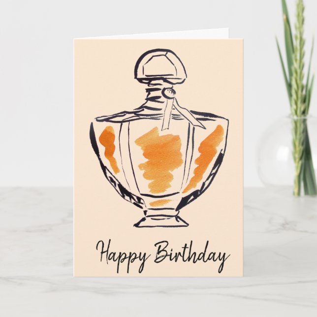 Perfume bottle fashion watercolour birthday card (Front)