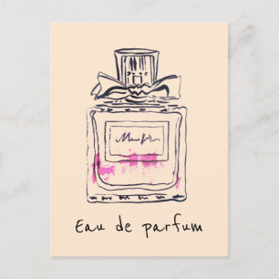 Perfume bottle fashion watercolour eau de parfum postcard
