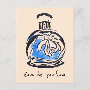 Perfume bottle fashion watercolour eau de parfum postcard