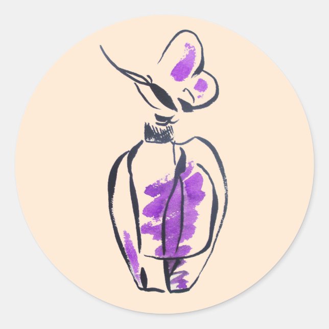 Perfume bottle fashion watercolour illustration classic round sticker (Front)