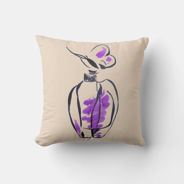 Perfume bottle fashion watercolour illustration cushion (Front)