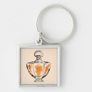 Perfume bottle fashion watercolour illustration key ring