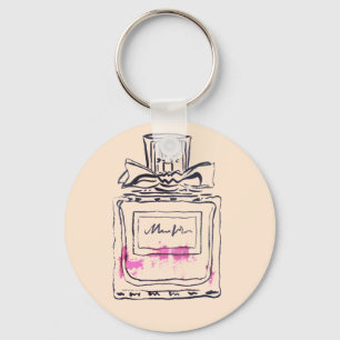 Perfume bottle fashion watercolour illustration key ring