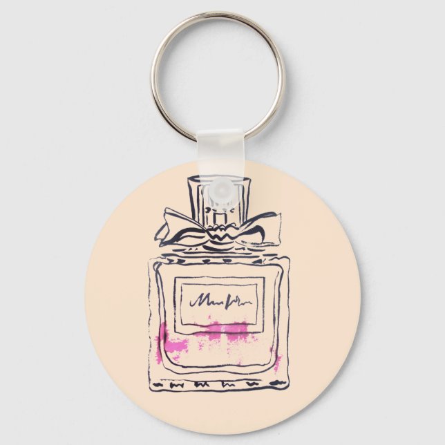 Perfume bottle fashion watercolour illustration key ring (Front)