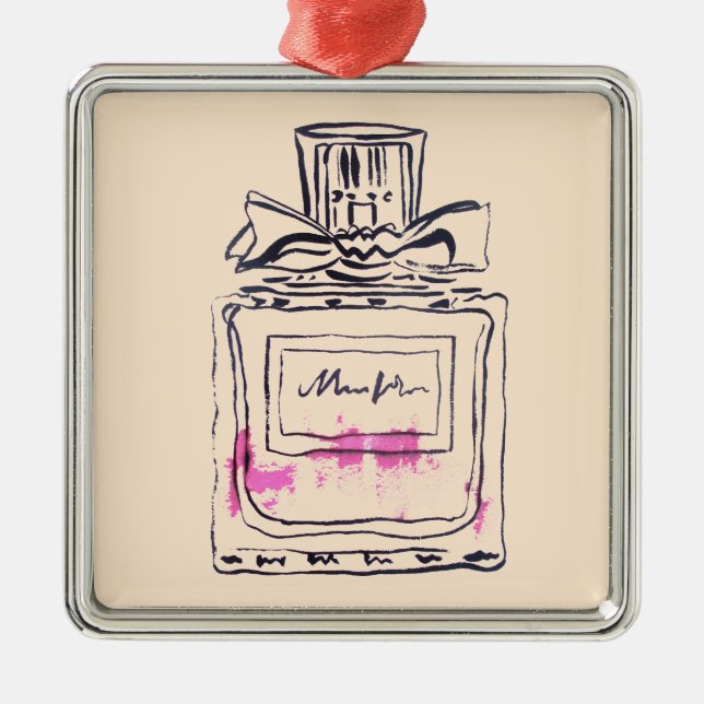 Perfume bottle fashion watercolour illustration metal tree decoration (Front)