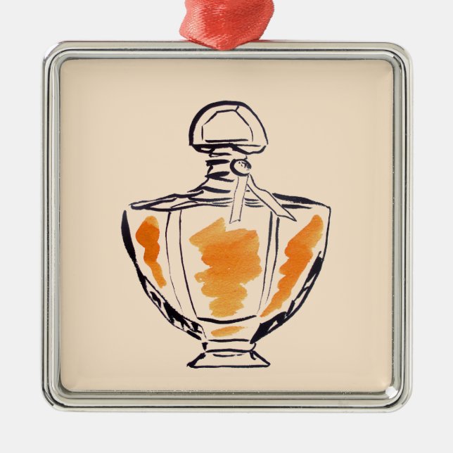 Perfume bottle fashion watercolour illustration metal tree decoration (Front)