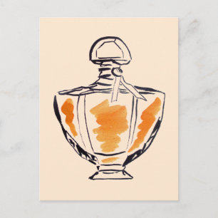 Perfume bottle fashion watercolour illustration postcard