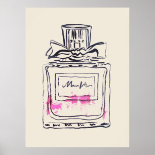 Perfume bottle fashion watercolour illustration poster