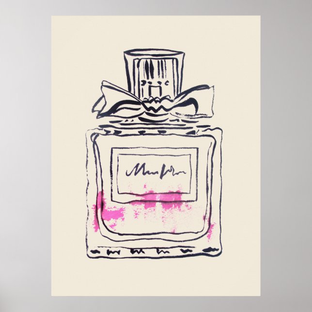 Perfume bottle fashion watercolour illustration poster (Front)