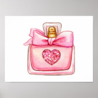 Perfume Bottle in Pink Watercolor