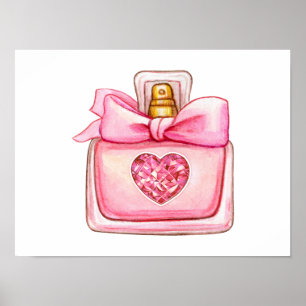 Perfume Bottle in Pink Watercolor Poster