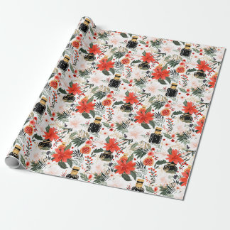 Perfume bottles chic Christmas pattern  Wrapping Paper