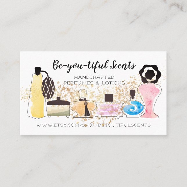 Perfume bottles scent lotions business card (Front)