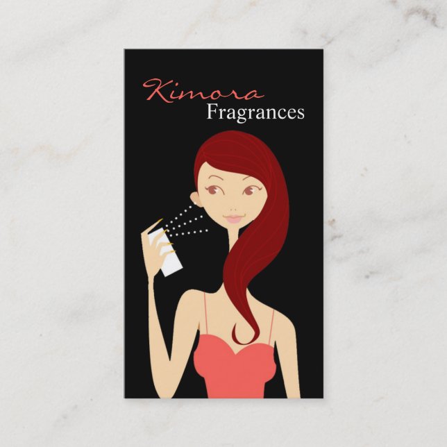 Perfume Fragrance Vector Shop Girl Business Card (Front)
