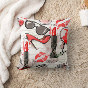 Perfume, Red Lipstick, and a High Heeled Shoe   Cushion