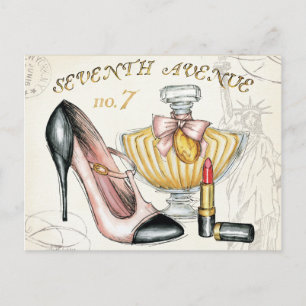 Perfume, Red Lipstick, and a High Heeled Shoe Postcard