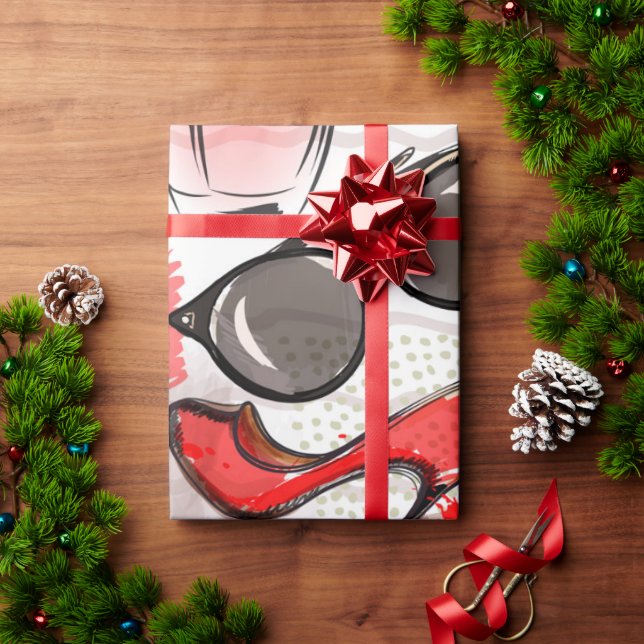 Perfume, Red Lipstick, and a High Heeled Shoe   Wrapping Paper (Holiday Gift)