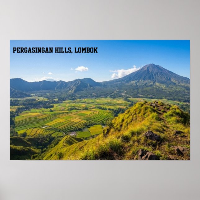 Pergasingan Hill Sunrise Rinjani View Wall Art (Front)