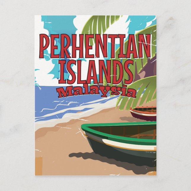 Perhentian Islands Malaysia vintage travel poster Postcard (Front)