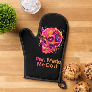 Peri Made Me Do It – Neon Mischief Skull Oven Mitt