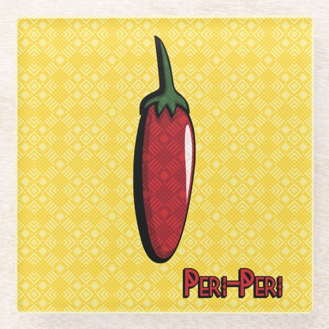 Peri-Peri Chilli Pepper Glass Coaster (Front)